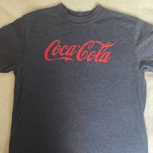 Coca-Cola Logo Dark Denim Blue T-Shirt - youth size small